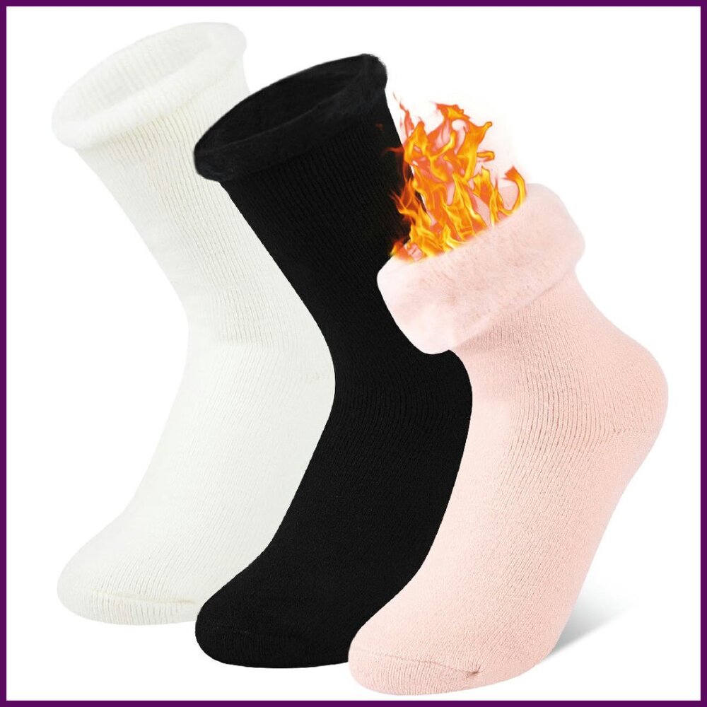 Women's Thermal Boot Socks Plush Lining Extreme Cold Winter 3 Pairs